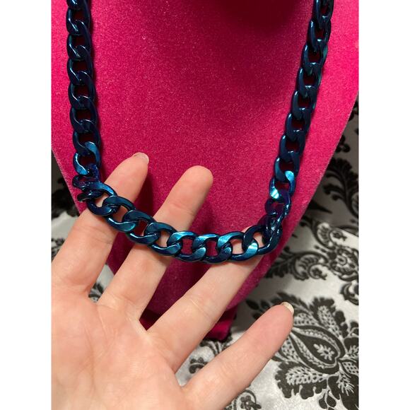 By Alexa Rae (BAR) chunky chain teal blue necklace - Picture 3 of 4